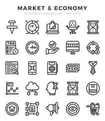 Simple Set of Market & Economy Related Vector Lineal Icons.