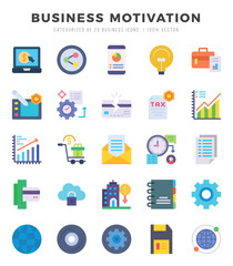 Collection of BUSINESS MOTIVATION 25 Flat Icons Pack.