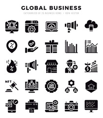 Set of Global Business icons. Vector Illustration.