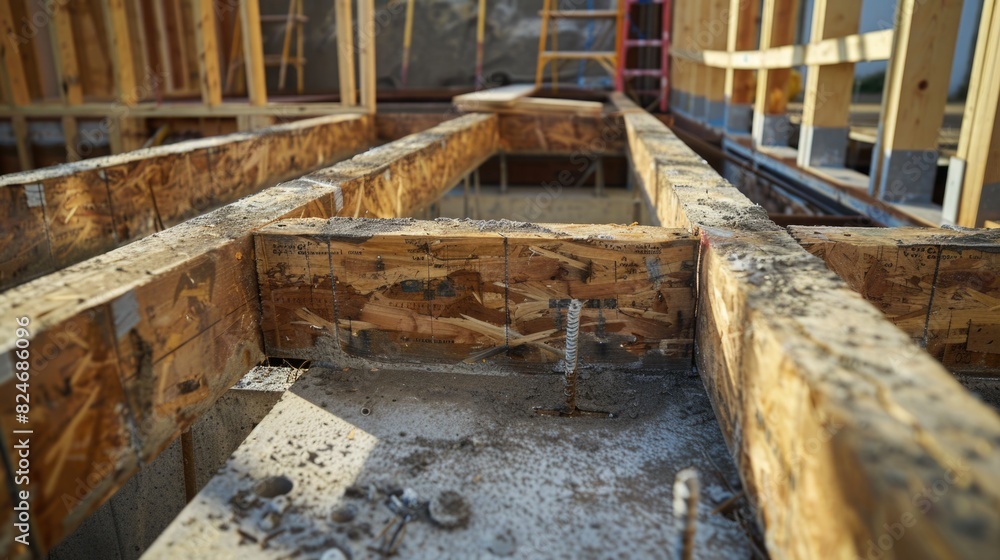 Poster An image of a building in the process of being constructed. Ideal for construction and architecture projects