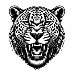 Jaguar head logo: Perfect for T-shirts, business cards, and logos. Radiates strength and resilience. 