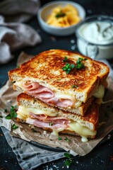 Great variety of ham, cheese and bacon sandwiches