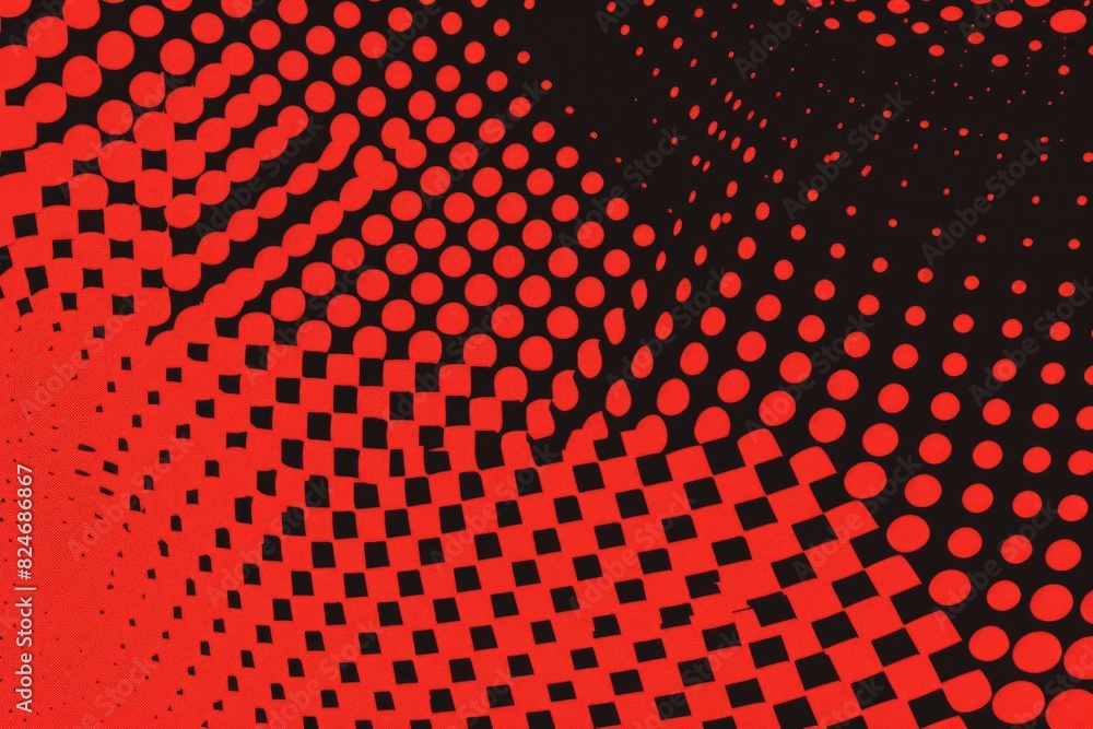 Poster Abstract red and black background with circles, suitable for various design projects