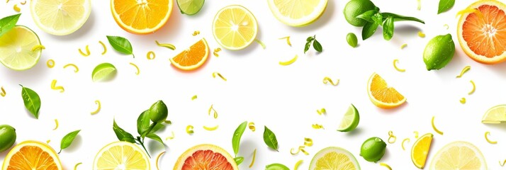Citrus-themed graphic with dynamic fruit slices in vivid hues.