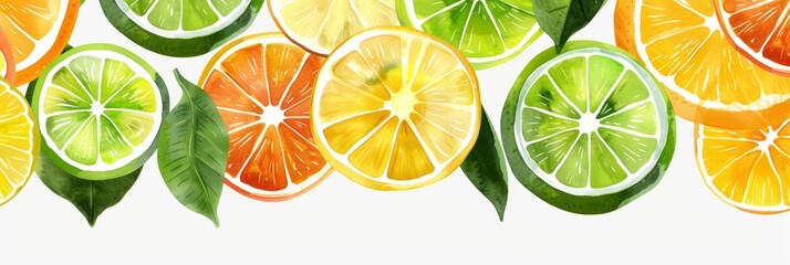 Bright, overlapping fruit slices in captivating citrus-themed design.