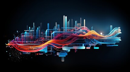 Innovation tech abstract art of emerging technologies from a side view illustrating innovative concepts in an Advanced tone with a Complementary Color Scheme