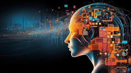 Innovation tech abstract art of emerging technologies from a side view illustrating innovative concepts in an Advanced tone with a Complementary Color Scheme