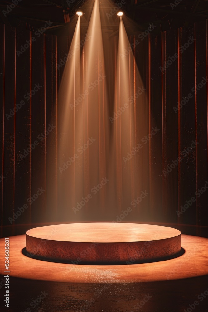 Poster A stage with three spotlights, ideal for event and performance concepts