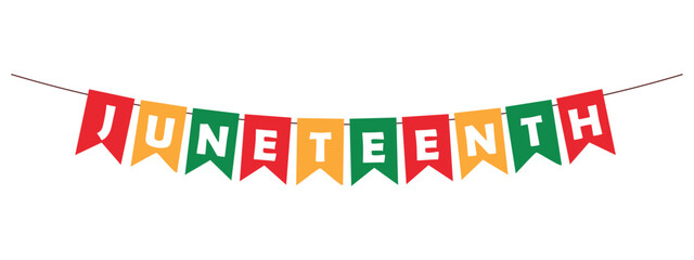 Juneteenth bunting garland, hanging decorative pennants, vector design element