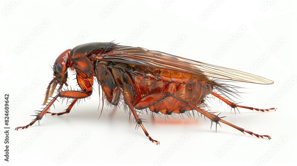 Poster detailed view of a fly on a white background, suitable for various projects