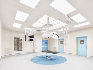 Medical technology with 3d rendering  interior for operating room