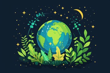 Green Earth and Leaf Illustration