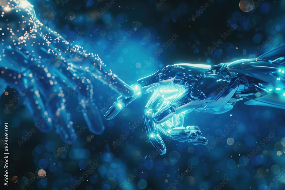 Poster Close up image of two hands touching. Ideal for concepts of connection and unity