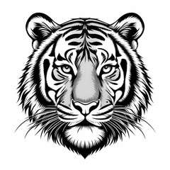 Tiger head logo: Perfect for T-shirts, business cards, and logos. Embodies strength and resilience.