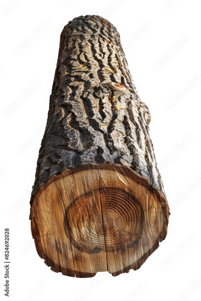 Poster Close-up shot of a tree trunk against a plain white background. Perfect for graphic design projects