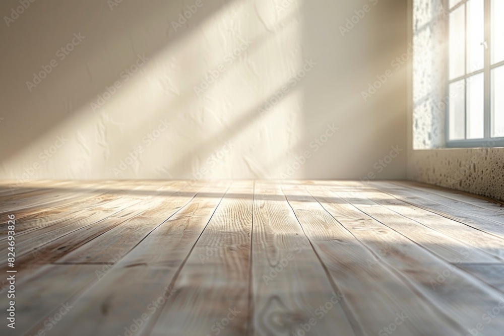 Wall mural empty bedroom interior background wooden floor created with generative ai