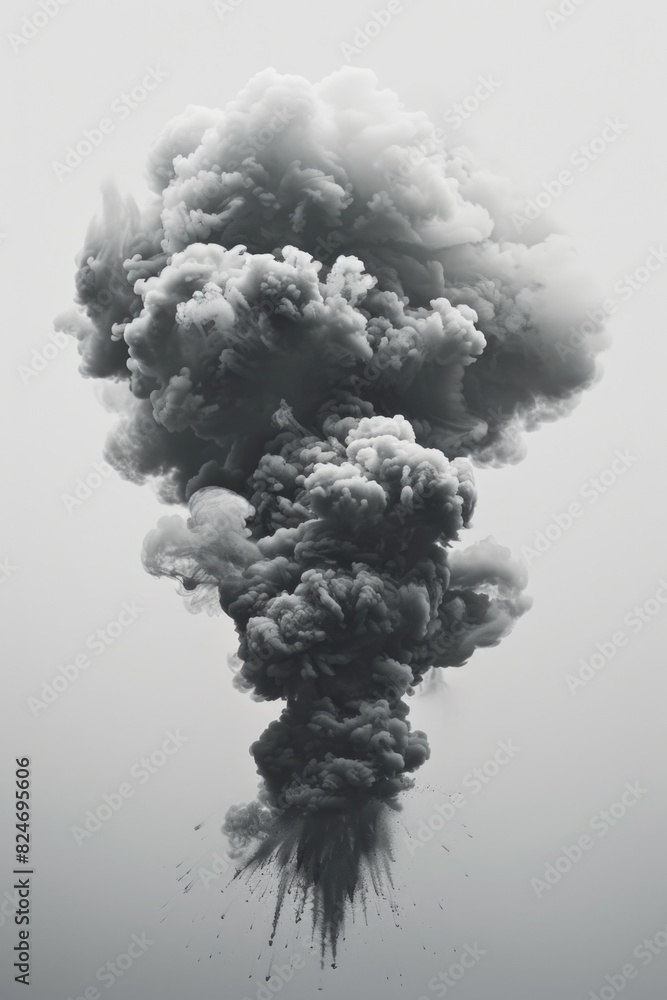 Poster a dramatic black and white image of a billowing smoke cloud. suitable for various design projects