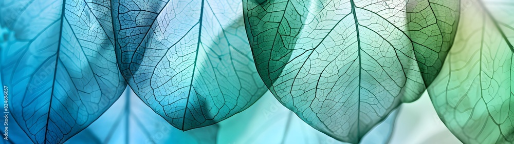 Poster a closeup of transparent leaf veins, their delicate lines creating intricate patterns against the so
