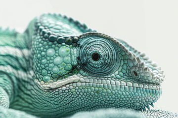 Fototapeta premium Detailed close up of a chameleon lizard's head. Perfect for educational materials or nature publications