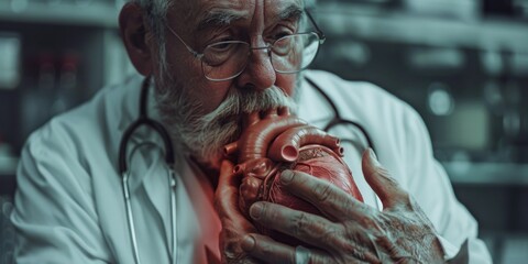 Medical professional holding model of human heart, suitable for healthcare concepts