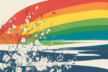 fantasy illustration of a mountain and flower