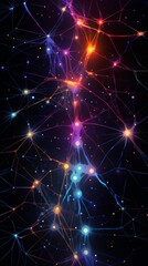 Fototapeta premium Neural network abstract representation of AI neural pathways from a front view highlighting AI thought process in a Scifi tone with a Tetradic color scheme