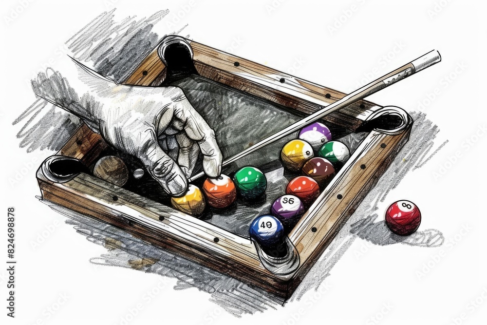 Poster A person playing a game of pool. Suitable for sports and leisure concepts