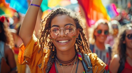 Obraz premium United Voices: Diverse Activists & LGBTQ+ Members Holding Community Rally for Equality and Inclusion