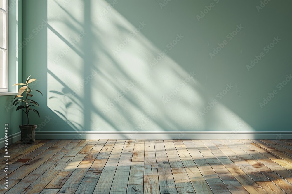 Wall mural empty bedroom interior background wooden floor created with generative ai