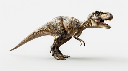 A toy T-Rex figurine with its mouth wide open. Suitable for educational or playful designs