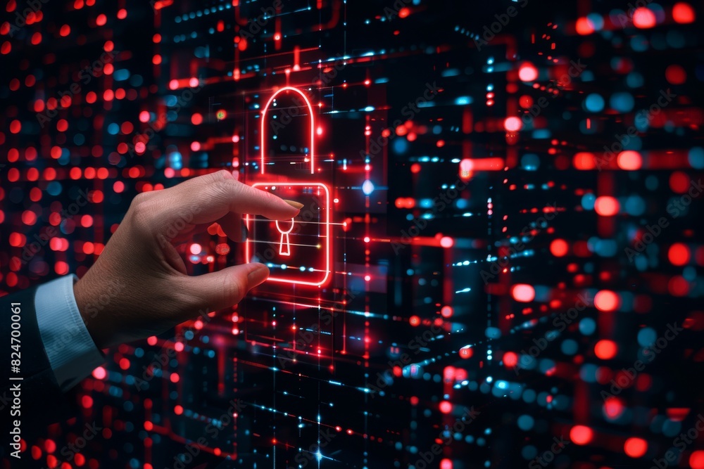 Aufkleber vibrant cloud security illustration depicting cyber protection and data encryption with dynamic elem