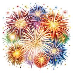 Fototapeta premium Fireworks display bursting in patriotic colors