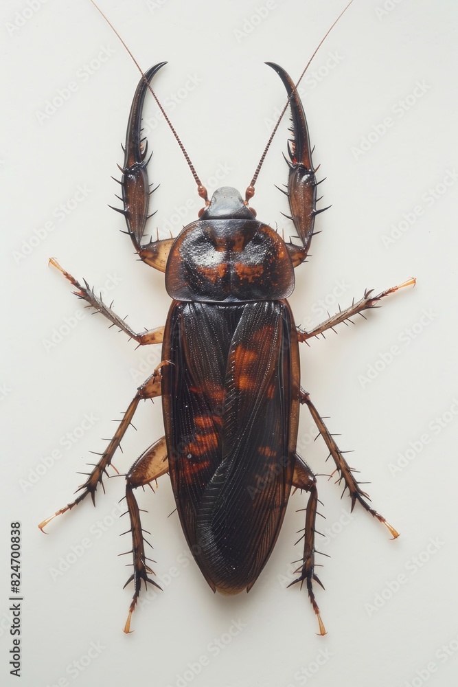 Poster close up of a bug on a white surface. ideal for scientific or nature-related projects