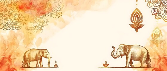 Vibrant Diwali Doodle Border Design with Blank Space for Message