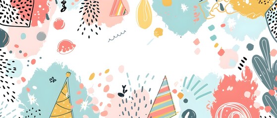 Vibrant Carnival Inspired Doodle Pattern with Blank Space for Message or Mockup Design