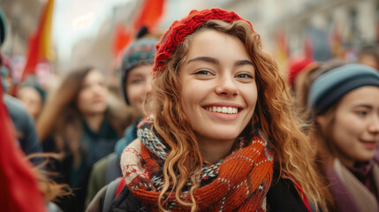 Woman Wearing Red Scarf Around Her Neck