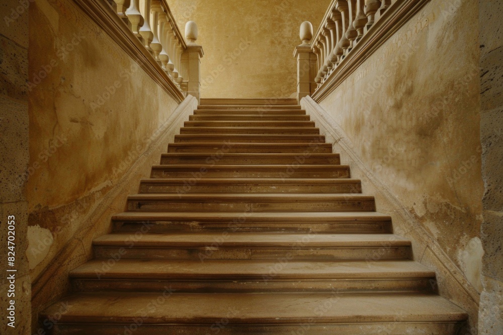 Aufkleber a set of stairs leading up to the top of a building. can be used for architectural concepts