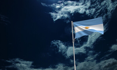 argentina flag blue sky cloud white background wallpaper copy space 9 nineth july month...