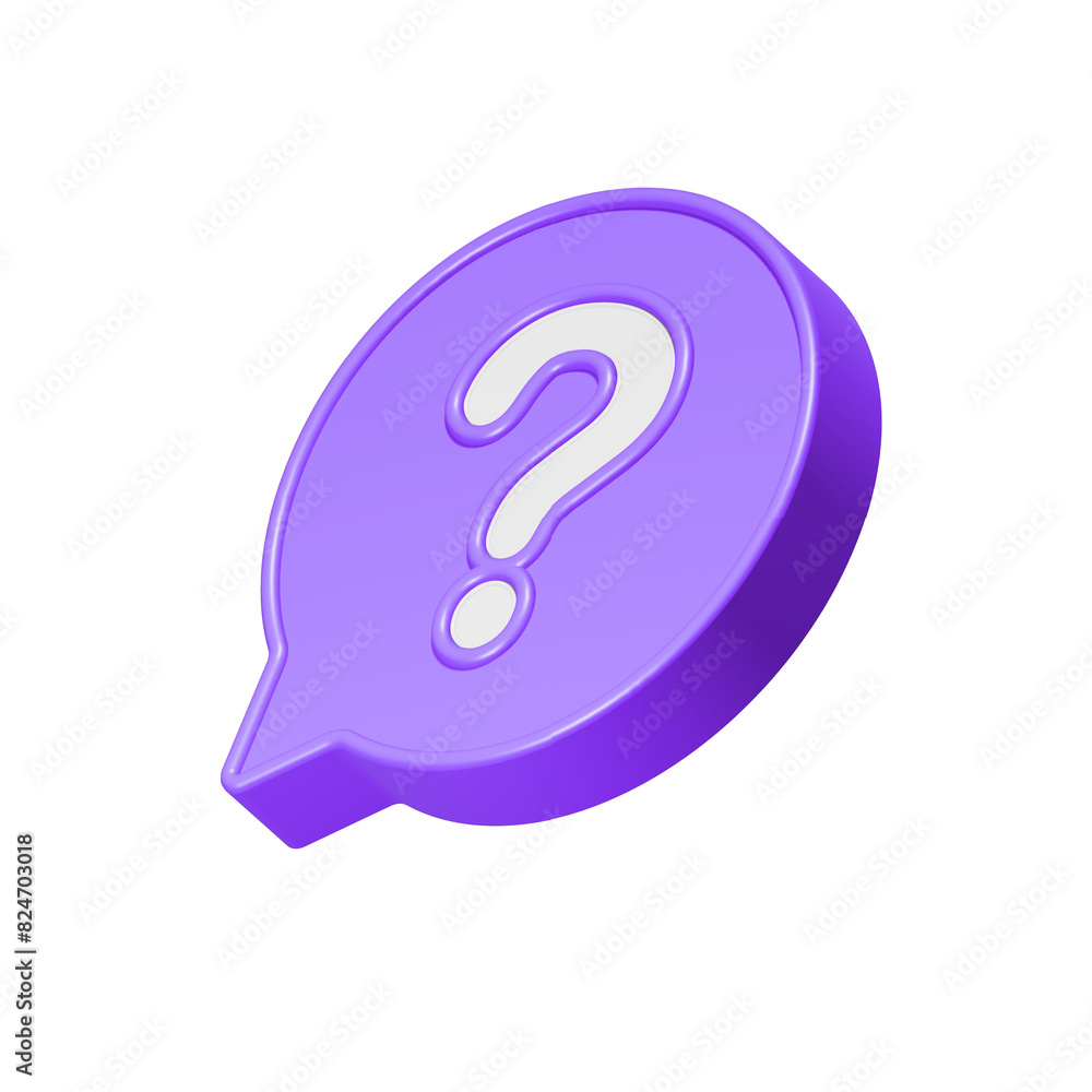 Poster speech bubble with question mark. faq, support, help concept. 3d vector icon