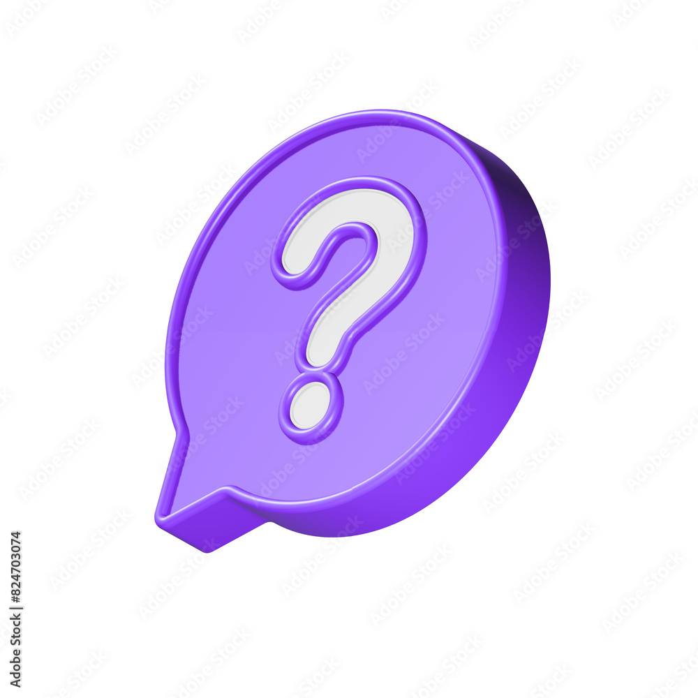 Poster speech bubble with question mark. faq, support, help concept. 3d vector icon