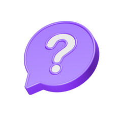 Speech bubble with question mark. FAQ, support, help concept. 3d vector icon