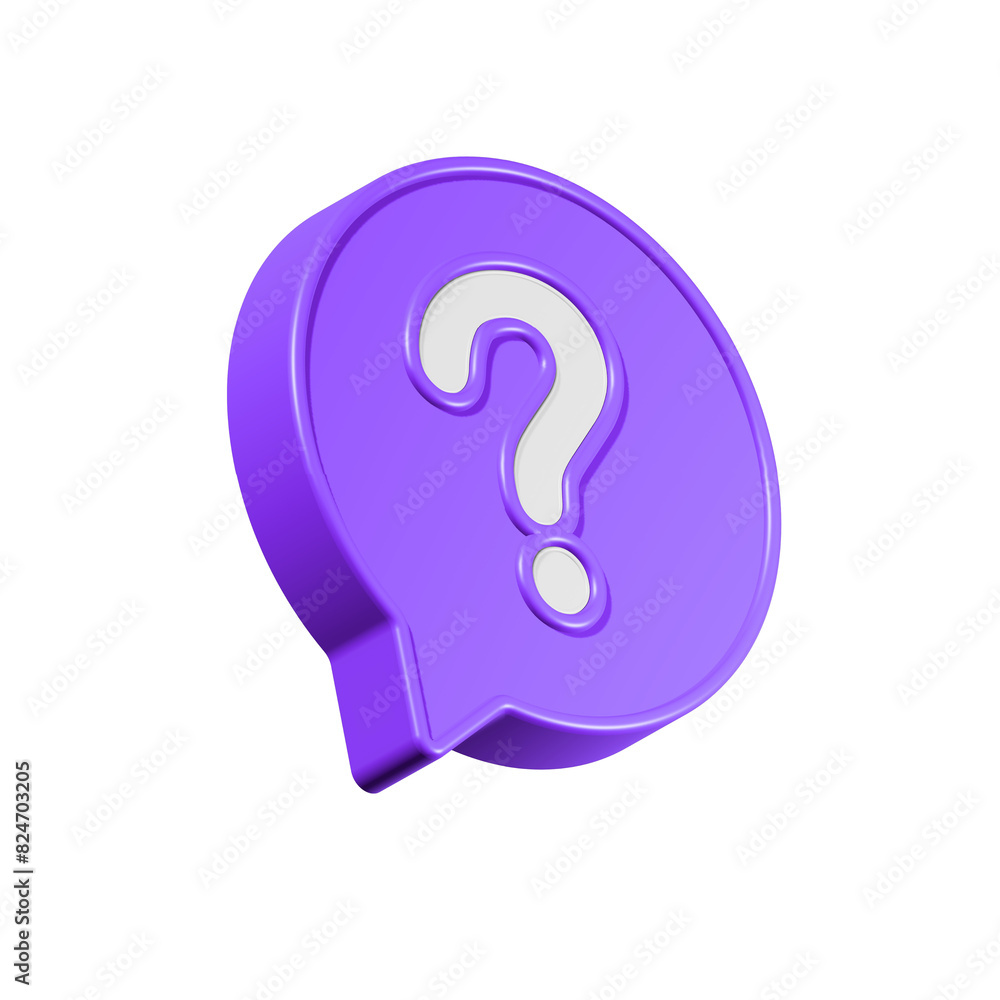 Poster speech bubble with question mark. faq, support, help concept. 3d vector icon