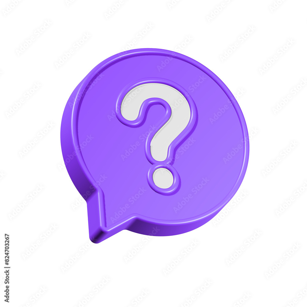 Poster speech bubble with question mark. faq, support, help concept. 3d vector icon