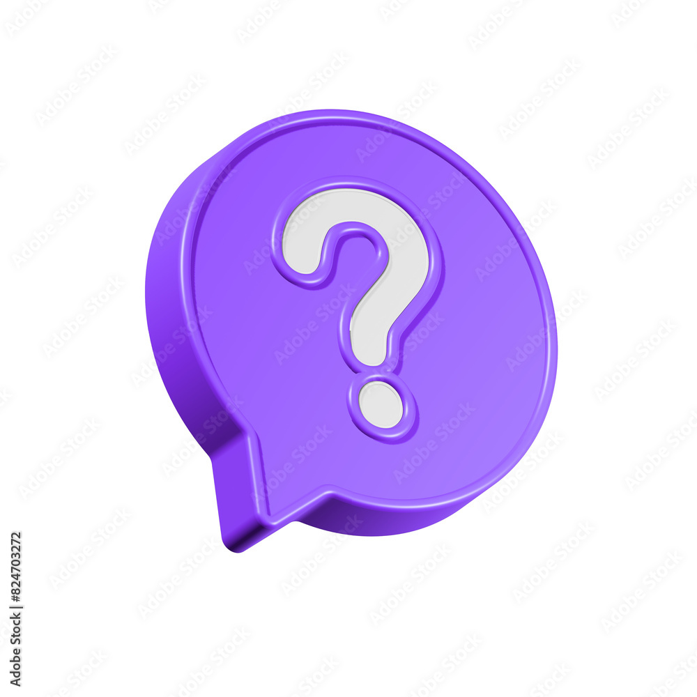 Poster speech bubble with question mark. faq, support, help concept. 3d vector icon