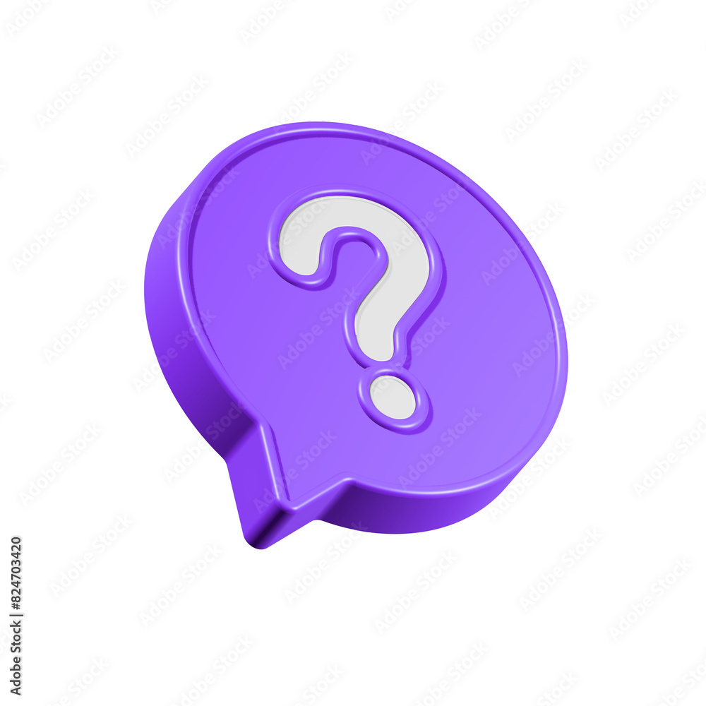 Poster speech bubble with question mark. faq, support, help concept. 3d vector icon