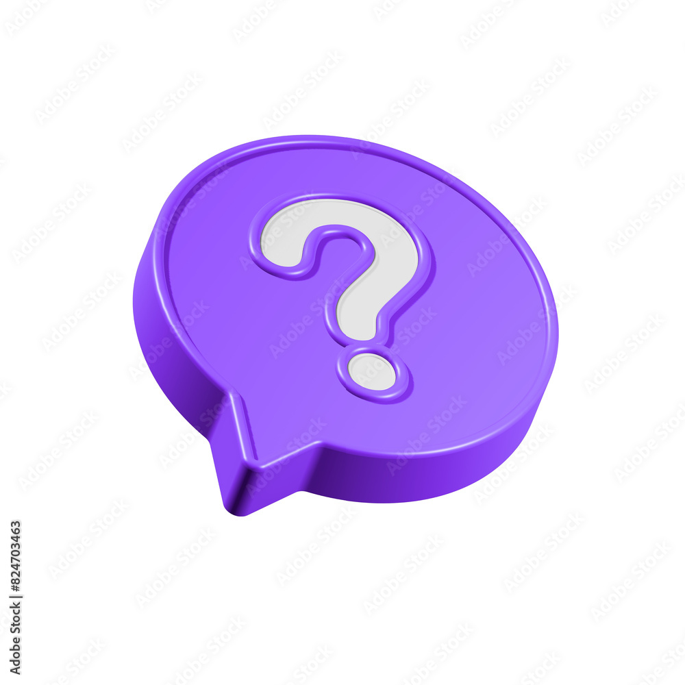 Poster speech bubble with question mark. faq, support, help concept. 3d vector icon