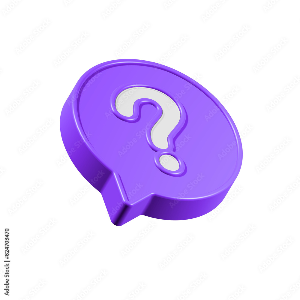 Poster speech bubble with question mark. faq, support, help concept. 3d vector icon
