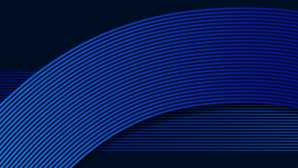 Dark blue background with a decorative pattern of diagonal curved blue lines. Futuristic technology concept suitable for modern designs, website backgrounds, and presentation backdrops