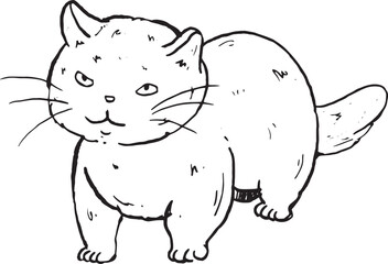 Cute cat cartoon character icon set Outline Simple vector illustration.
