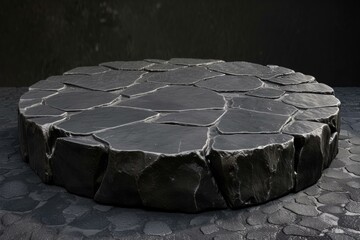 Sophisticated Black cobble stone. Cobblestone block. Generate Ai